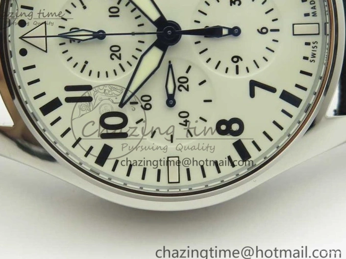 MIROTIME 0213 Pilot Chrono 377725 SS ZF 1:1 Best Edition White Dial on Black Leather Strap A Soft 7183